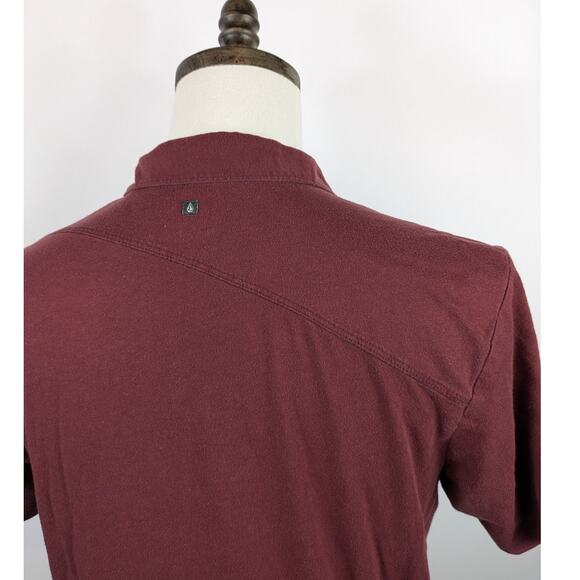 Mens Sm Polo T-Shirt Volcom Burgundy Adult Skateboarding Shirt Top Maroon Casual - Picture 6 of 10